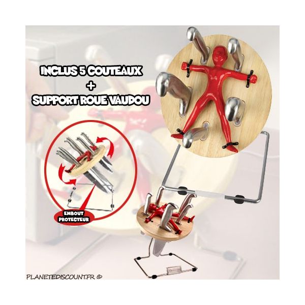 Roue jeux de lance couteaux Vaudou + 5 couteaux