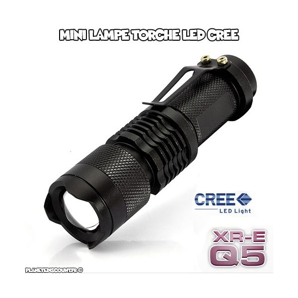 Mini Lampe de Poche LED CREE 360 Lumens, Métal