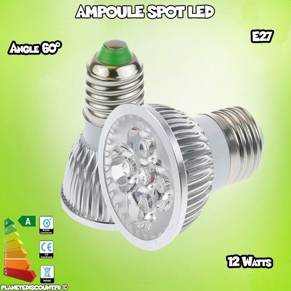 Ampoule Spot LED E27, 12W, Blanche