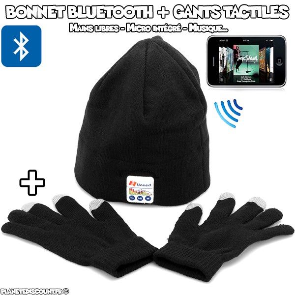 Ensemble Bonnet Bluetooth et gants tactiles