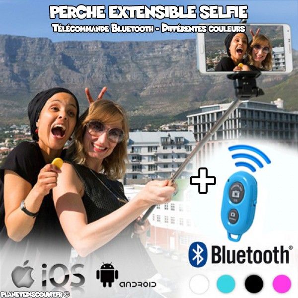 Perche extensible selfie Bluetooth avec télécommande