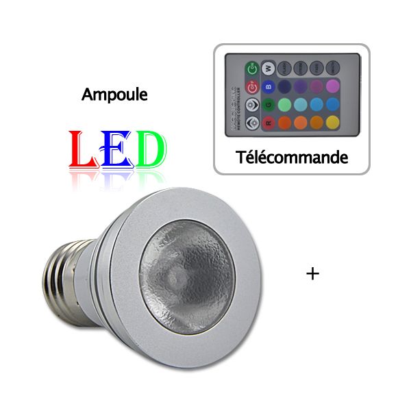 Ampoule E27 LED multicouleurs avec télécommande
