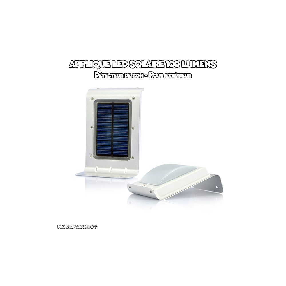 Applique extérieur LED Solaire avec capteur de son. Éclairez votre jardin, sécurisez votre extérieur avec cette lampe solaire de sécurité à détection de son et alimenté par panneau solaire. Applique extérieur LED Solaire avec capteur de son. Éclairez votre jardin, sécurisez votre extérieur avec cette lampe solaire de sécurité à détection de son et alimenté par panneau solaire.