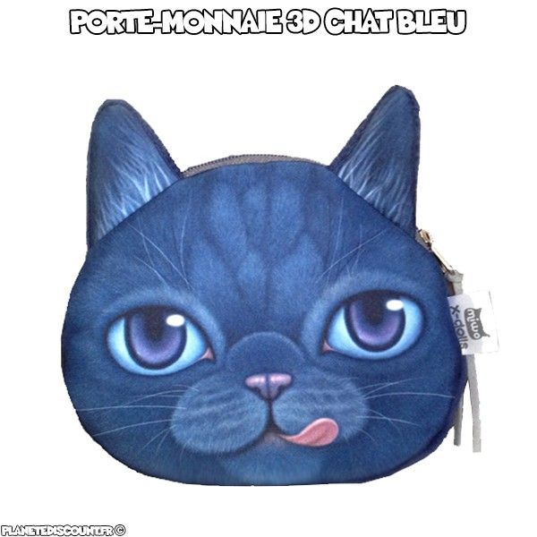 Porte-monnaie 3D - chat bleu