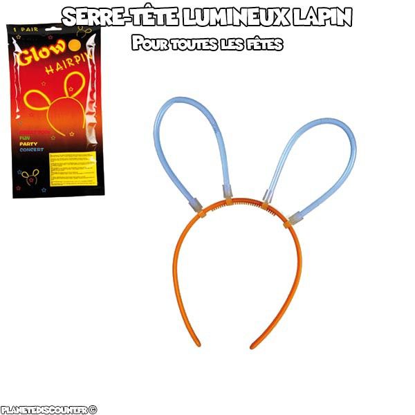 Serre-tête fluorescentes - Achat serre-tête lapin lumineux pas cher