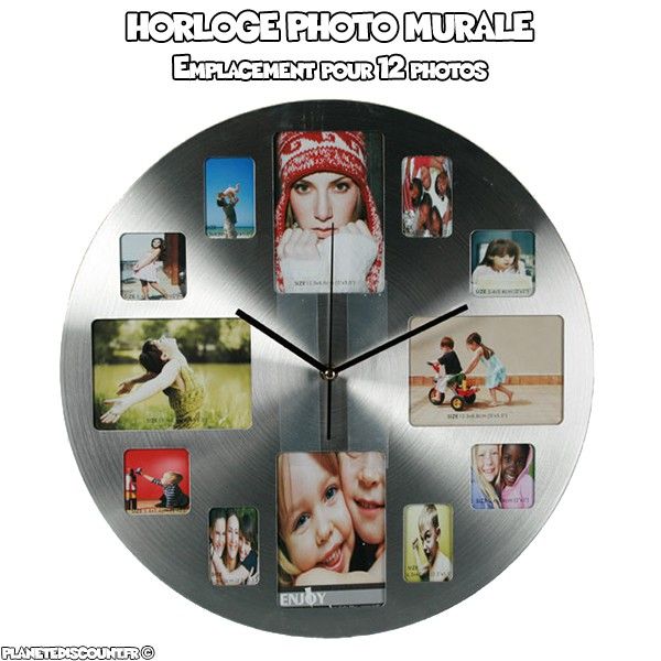 Horloge en aluminium avec emplacement photos