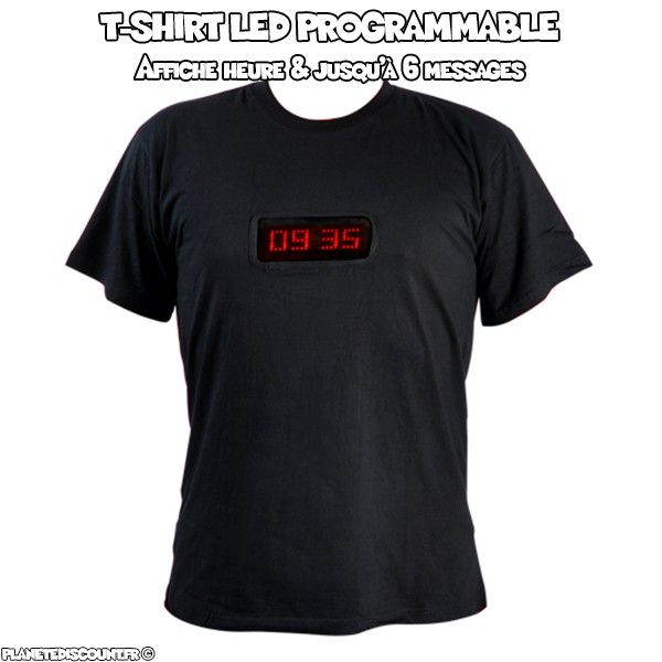 T-shirt LED avec texte défilant programmable