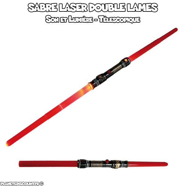 Sabre laser double lames télescopique avec son