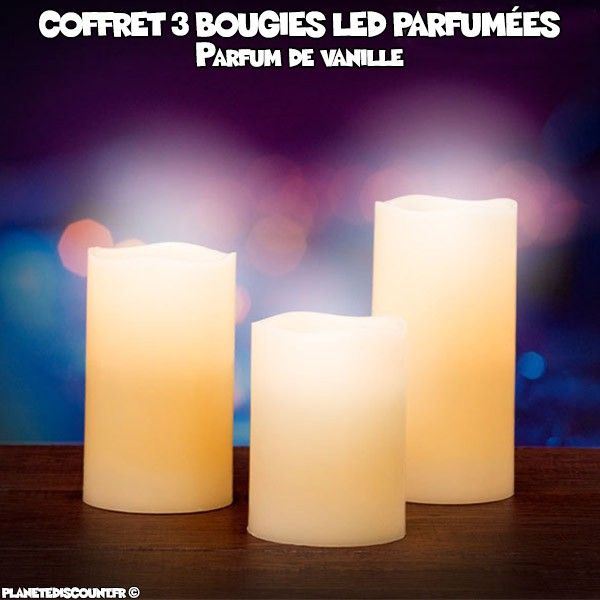 Coffret de 3 bougies LED parfumées - Pack de 3 bougies LED pas cher