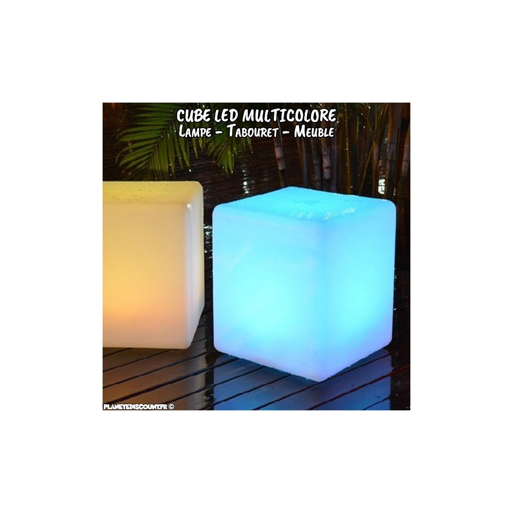 Cube Lumineux LED Extérieur 32 cm Sans Fil Rechargeable et Solaire
