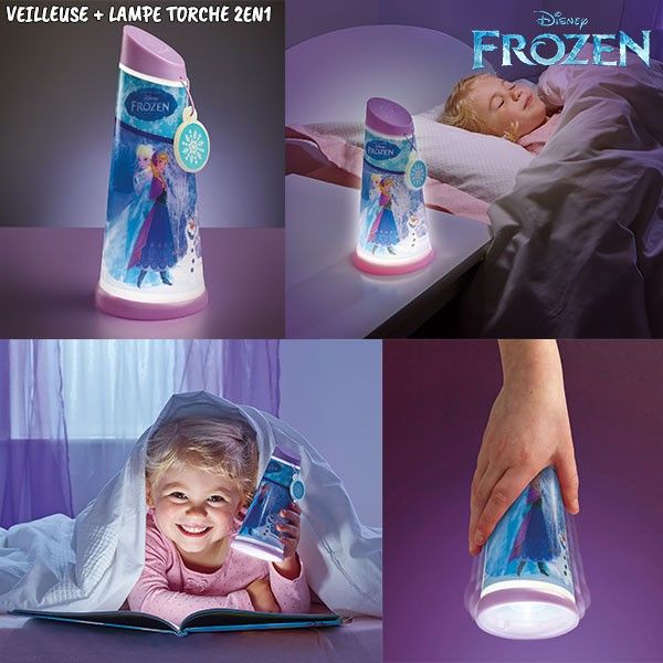 Veilleuse lampe torche la Reine des Neiges 2 en 1 Go Glow