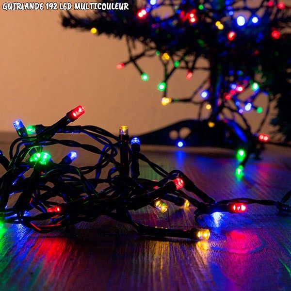 Guirlande LED - Guirlande de noël à pile multicouleur 192 LED pas cher