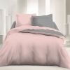 Parure de couette réversible microfibre 240 x 220 cm Rose Gris