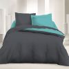 Parure de couette réversible microfibre 240 x 220 cm Gris foncé Turquoise