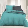 Parure de couette réversible microfibre 240 x 220 cm Gris foncé Turquoise