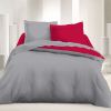 Parure de couette réversible microfibre 240 x 220 cm Gris clair Rouge