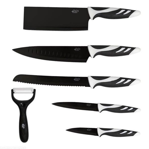Set 5 couteaux + éplucheur Swiss Top Chef Noir