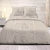 Parure housse de couette 240x220 cm 100% coton coin de paradis beige