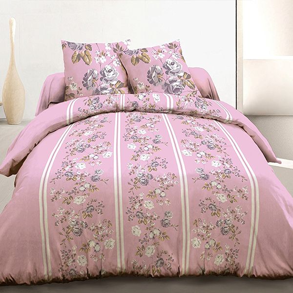 Parure housse de couette 220x240 cm 100% coton roses