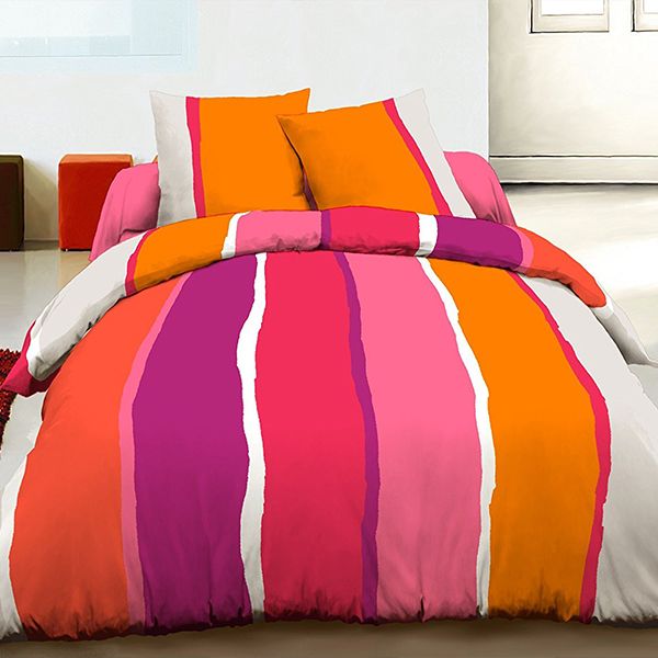 Parure housse de couette 220x240 cm 100% coton Lilly orange