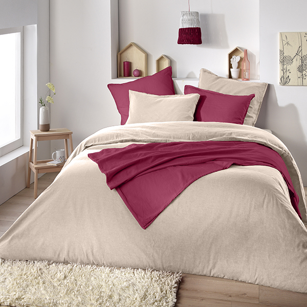 Parure De Lit 240x260 Cm En Coton-bambou Rose - Housse De Couette + 2 Taies 63x63 Cm