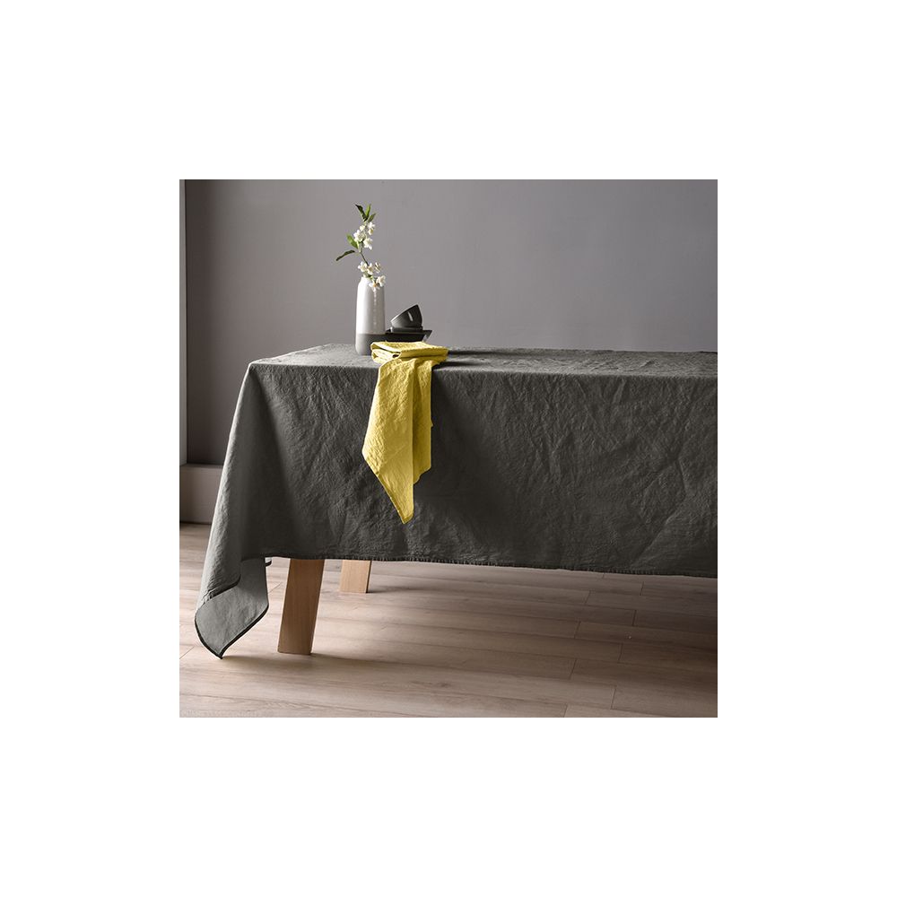 Nappe 160x250 Lin métis - Gris foncé. La nappe 60% Lin 40% Coton apporte le coté chic et coloré à votre table, Nappe Baton Rouge...