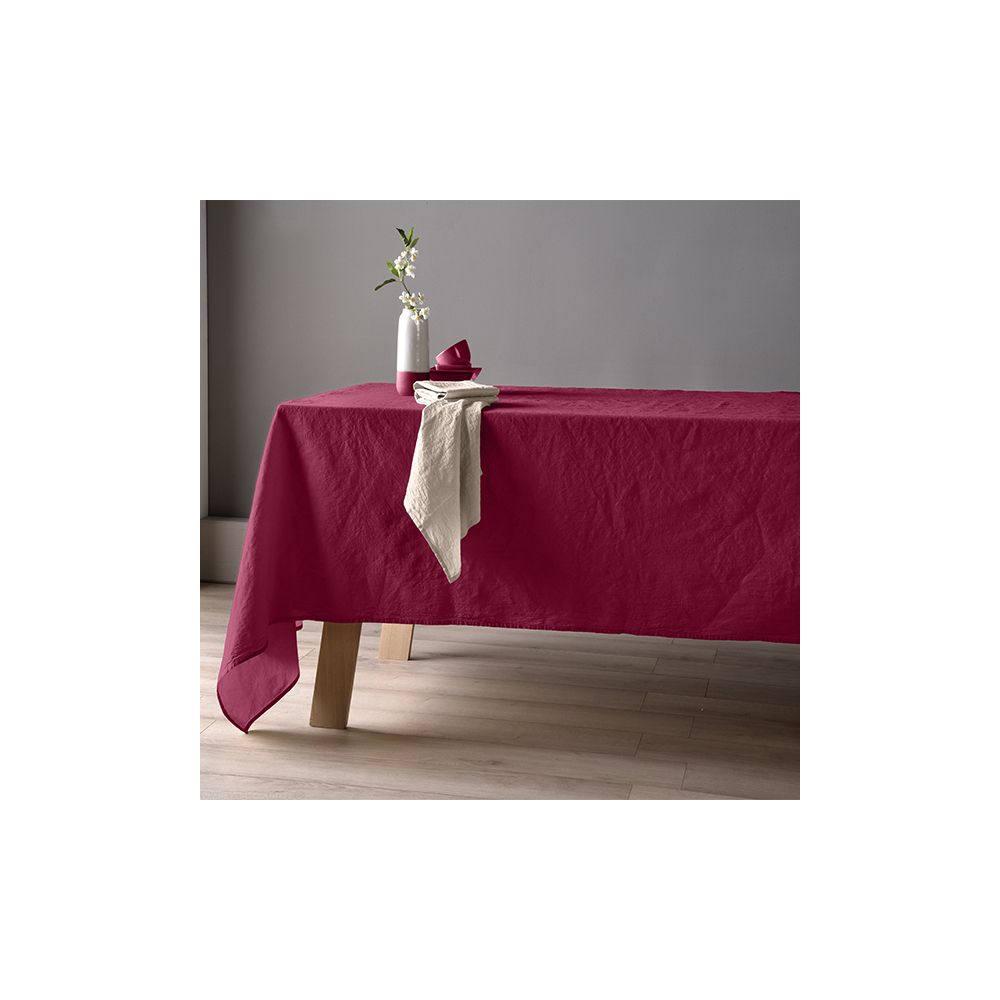 Nappe 160x250 Lin métis - Groseille. La nappe 60% Lin 40% Coton apporte le coté chic et coloré à votre table, Nappe Baton Rouge...