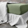 Drap housse 160x200 cm Lin Oil Green