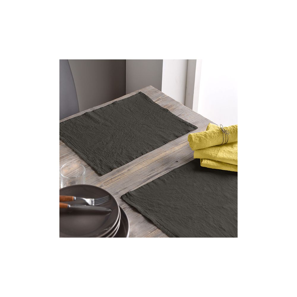 Lot de 2 set de table 30x40 Lin métis - Gris foncé. Le lot de 2 sets de table 60% Lin 40% Coton apporte le coté chic et coloré à votre table, Sets de table Baton Rouge...