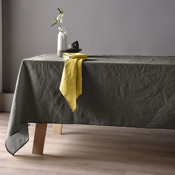 Achat Nappe 160x160 Lin métis - Gris foncé pas cher