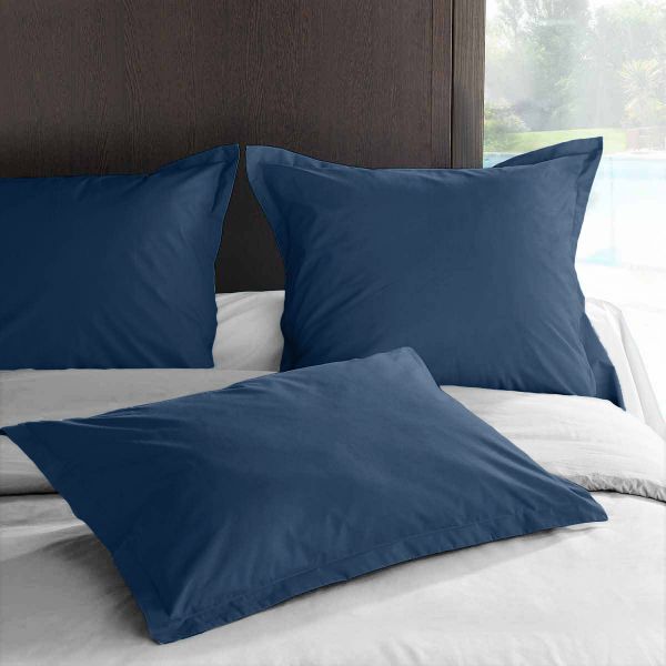 Taie d'oreiller 50x70 avec volant Percale Ensign Blue