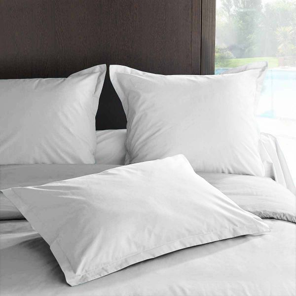 Taie d'oreiller 65x65 avec volant Percale Blanc