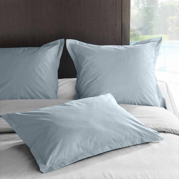 Taie d'oreiller 65x65 avec volant Percale Pearl Blue