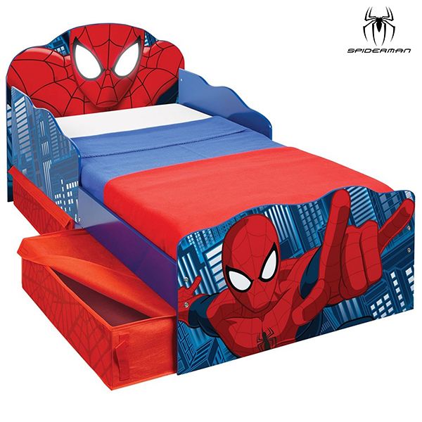 Lit enfant Spiderman lumineux avec rangements