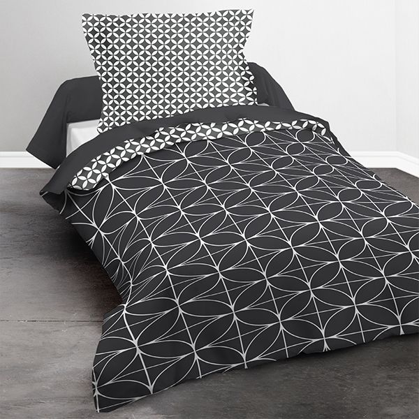 Parure de couette Today microfibre 140x200 Geometrique Chik Noir