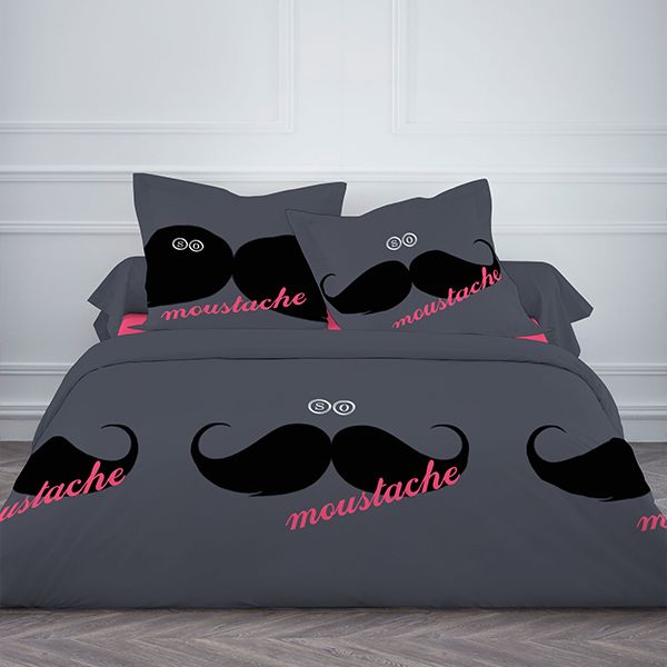 Parure de couette 100% coton Today 220x240 So Moustaches