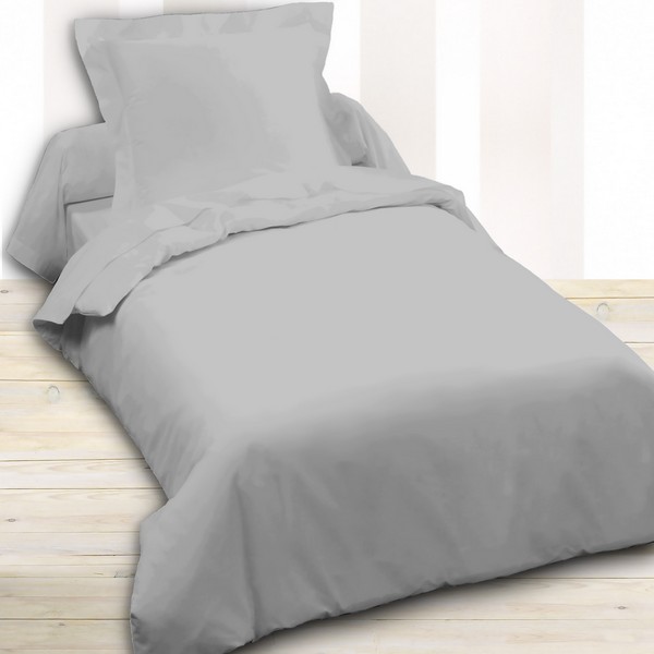 Housse De Couette 100% Coton Today - 140x200 Cm, 57 Fils, Zinc, Couleur Unie