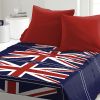 Parure de drap 4 pièces microfibre 240x300 cm London Flag Bleu