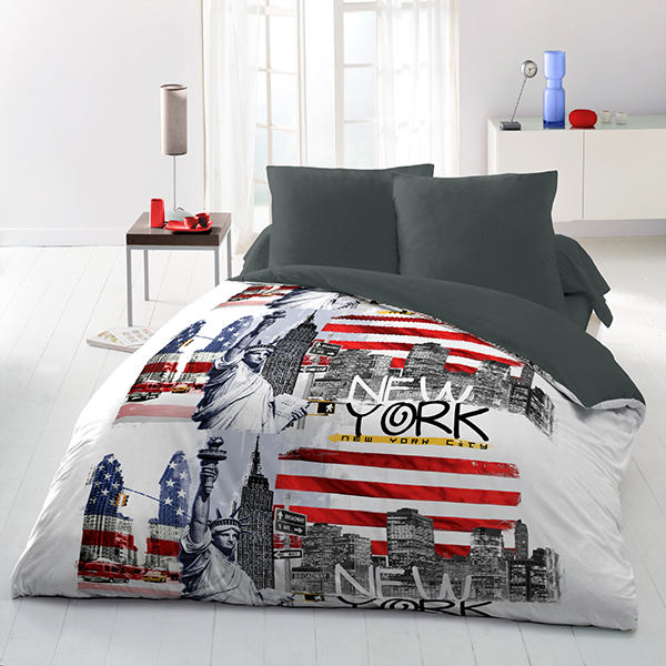 Parure Housse De Couette 220x240 – 100% Coton – Modèle New York – Orange