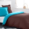 Parure de couette bicolore 100% coton Choco / Turquoise