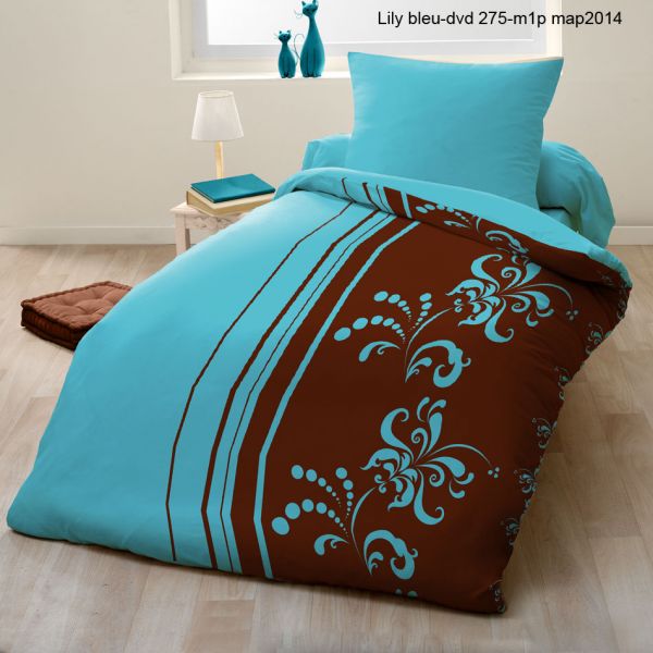 Parure de couette microfibre Lily Blue 140x200 cm