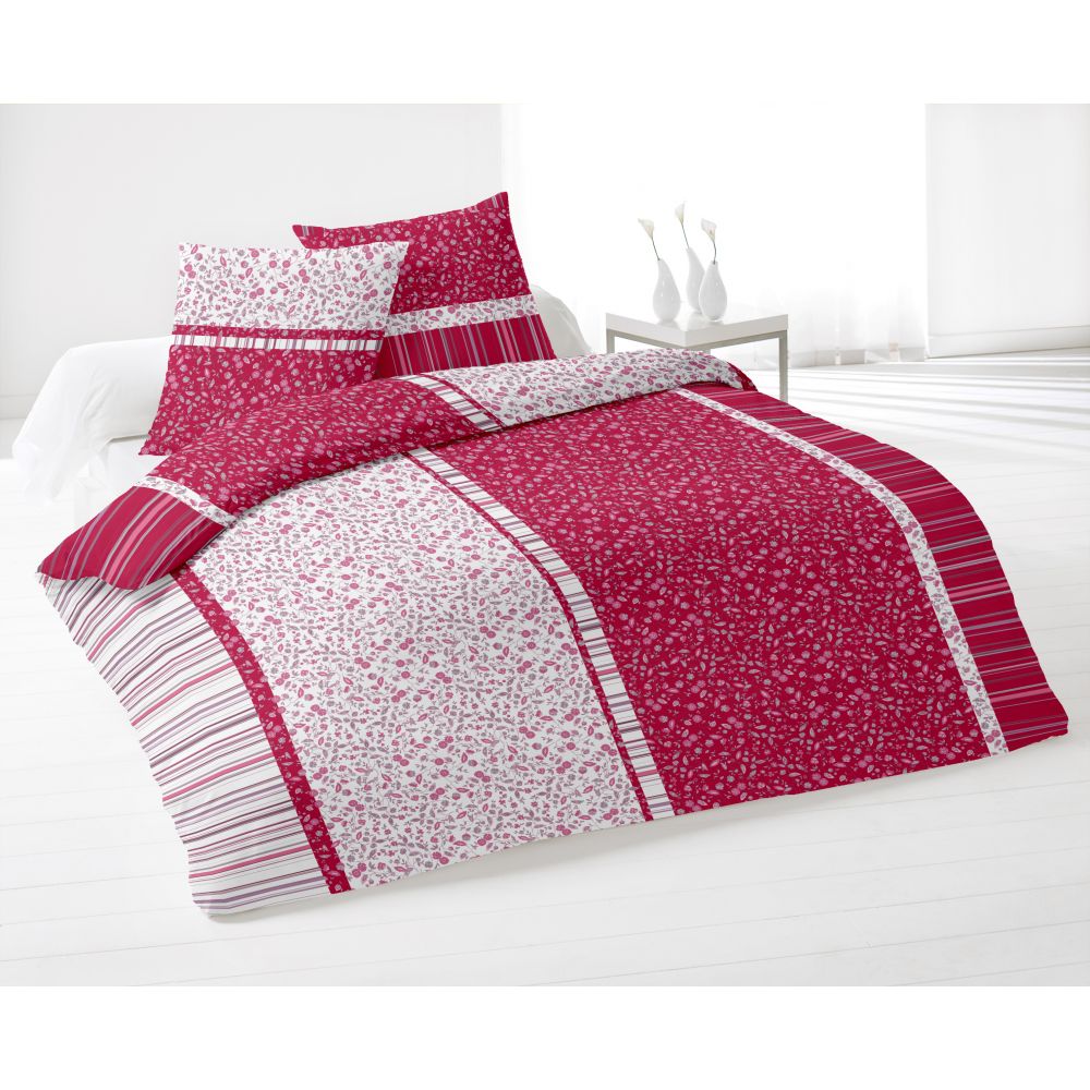 Drap-housse en Satin de coton Framboise