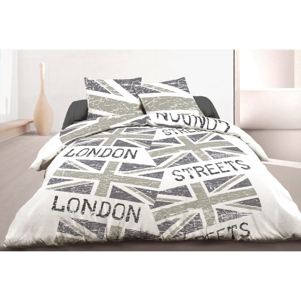 Parure de couette coton London Steets Gray 240x260 cm