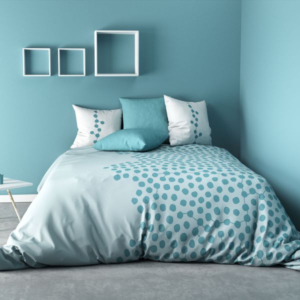 Parure de couette coton 220x240 cm Ayna Turquoise