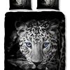 Parure de couette microfibre 220x240 cm Leopard Black