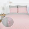 Housse de couette Coton Nacre Rose/Gris et taie d'oreiller