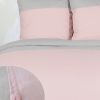 Housse de couette Coton Nacre Rose/Gris et taie d'oreiller