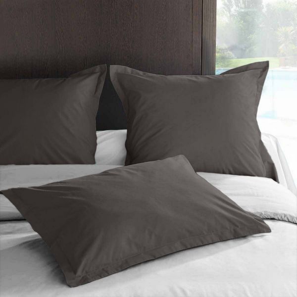 Taie d'oreiller 100% Percale de Coton Chocolat