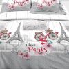 Parure de couette 220x240 100% Coton 57 fils I Love Paris Gris