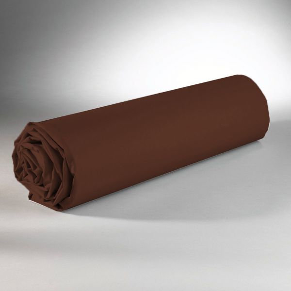 Drap housse 100% Coton 57 fils Cacao 160x200